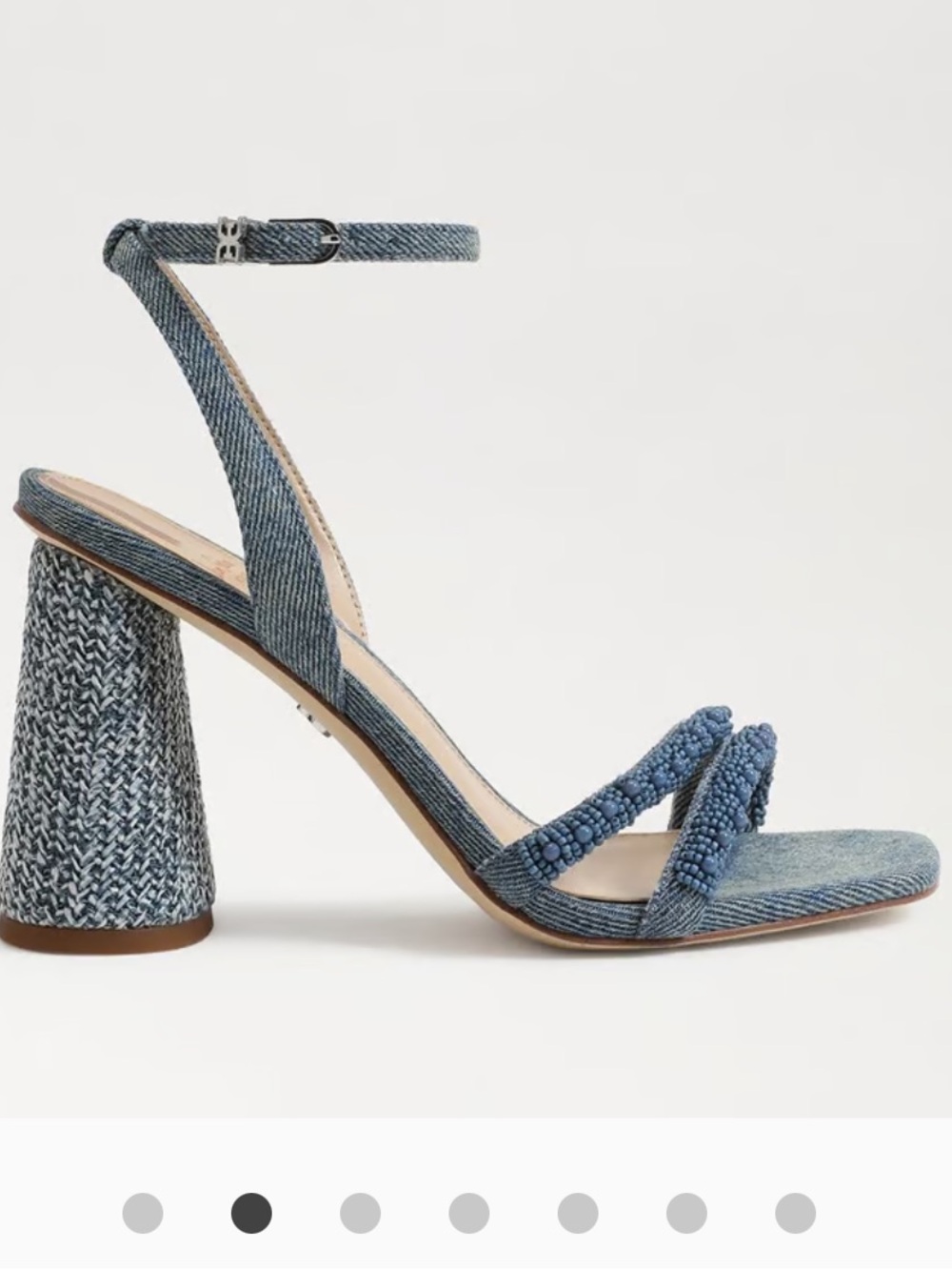 Sam Edelman KIA Beads Teal Blue Beaded Block Heel Sandals- size 8 - Picture 2 of 5